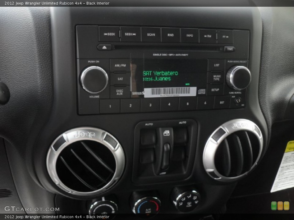Black Interior Controls for the 2012 Jeep Wrangler Unlimited Rubicon 4x4 #53468212
