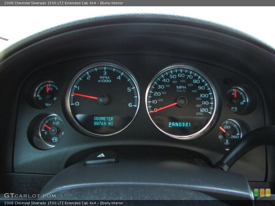 Ebony Interior Gauges for the 2008 Chevrolet Silverado 1500 LTZ Extended Cab 4x4 #53468731