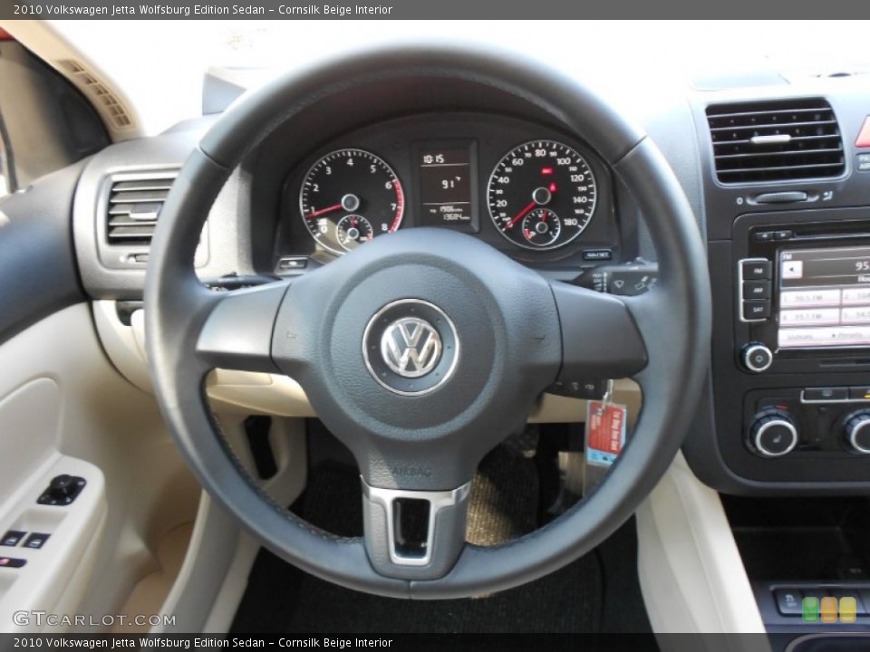 Cornsilk Beige Interior Steering Wheel for the 2010 Volkswagen Jetta Wolfsburg Edition Sedan #53479067