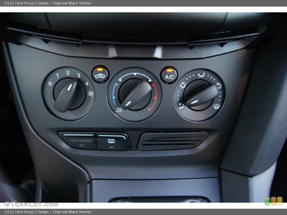Charcoal Black Interior Controls for the 2012 Ford Focus S Sedan #53502964