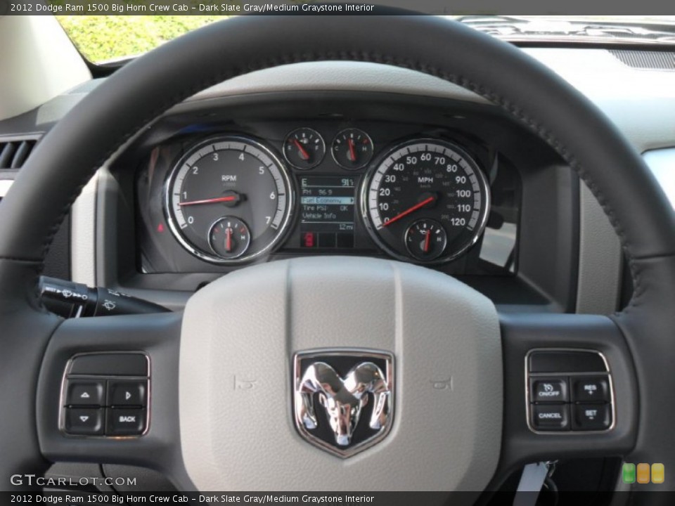 Dark Slate Gray/Medium Graystone Interior Steering Wheel for the 2012 Dodge Ram 1500 Big Horn Crew Cab #53505806