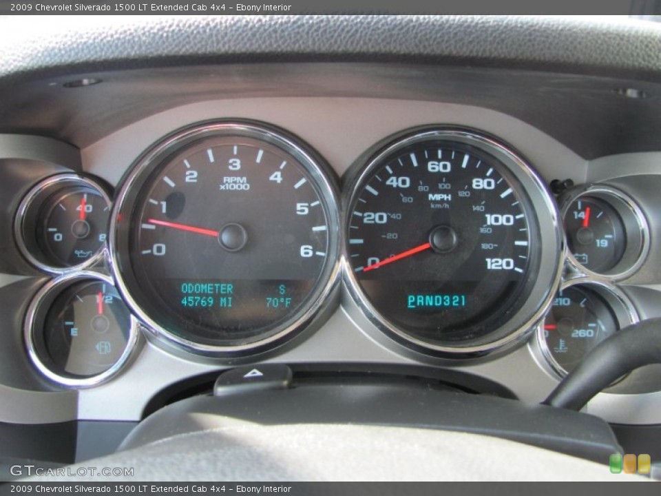 Ebony Interior Gauges for the 2009 Chevrolet Silverado 1500 LT Extended Cab 4x4 #53518264