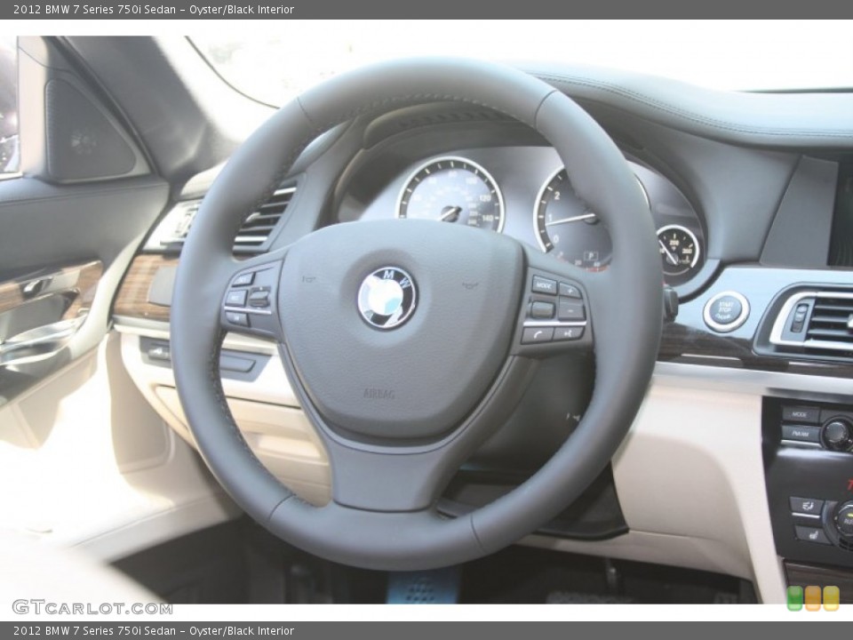 Oyster/Black Interior Steering Wheel for the 2012 BMW 7 Series 750i Sedan #53521483