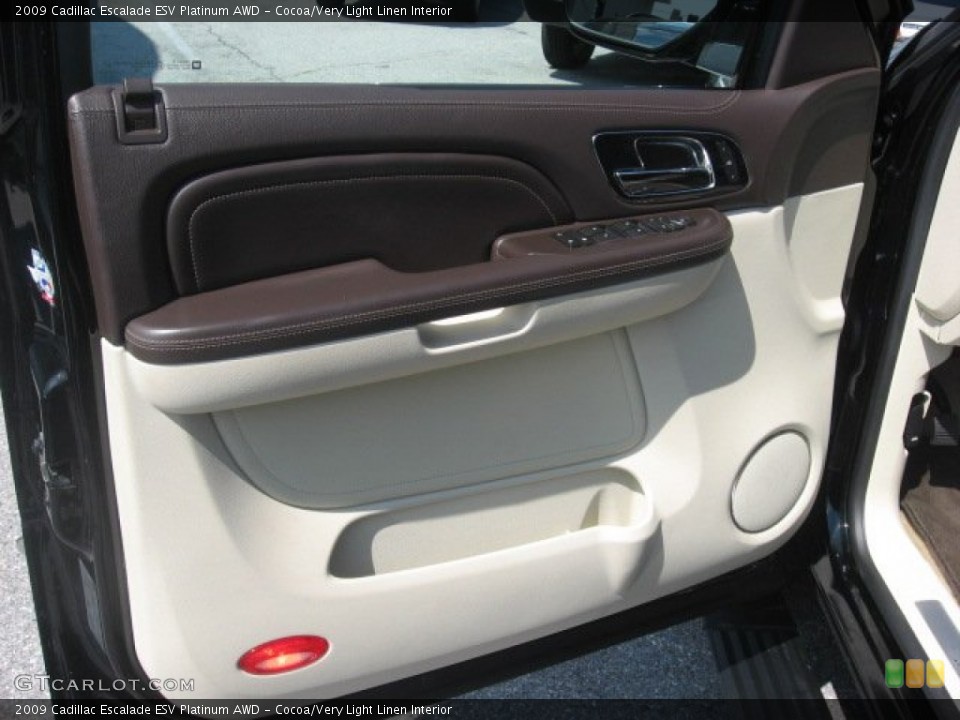 Cocoa/Very Light Linen Interior Door Panel for the 2009 Cadillac Escalade ESV Platinum AWD #53524846