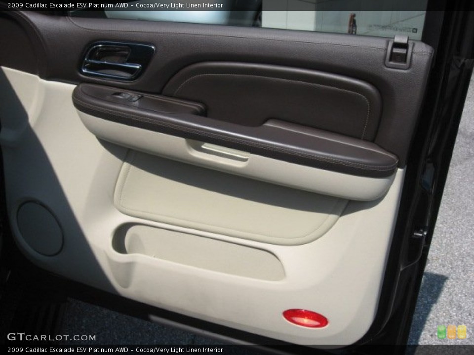 Cocoa/Very Light Linen Interior Door Panel for the 2009 Cadillac Escalade ESV Platinum AWD #53524861