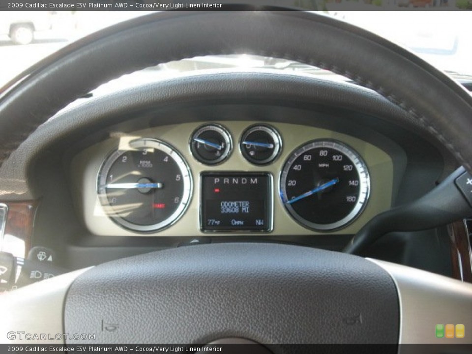 Cocoa/Very Light Linen Interior Gauges for the 2009 Cadillac Escalade ESV Platinum AWD #53524956