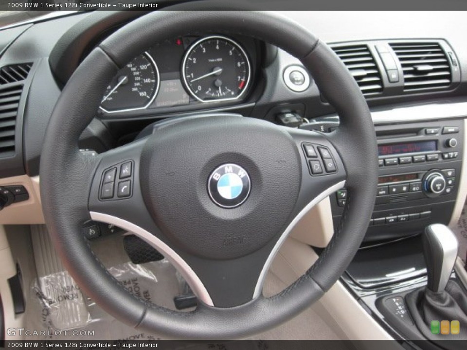 Taupe Interior Steering Wheel for the 2009 BMW 1 Series 128i Convertible #53542713