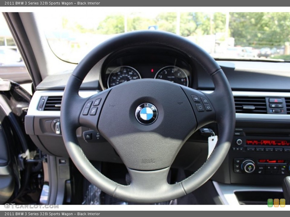 Black Interior Steering Wheel for the 2011 BMW 3 Series 328i Sports Wagon #53588063