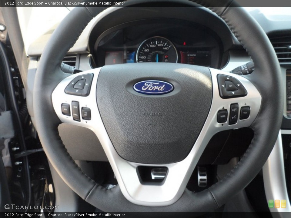 Charcoal Black/Silver Smoke Metallic Interior Steering Wheel for the 2012 Ford Edge Sport #53609853