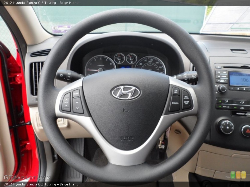 Beige Interior Steering Wheel for the 2012 Hyundai Elantra GLS Touring #53615457