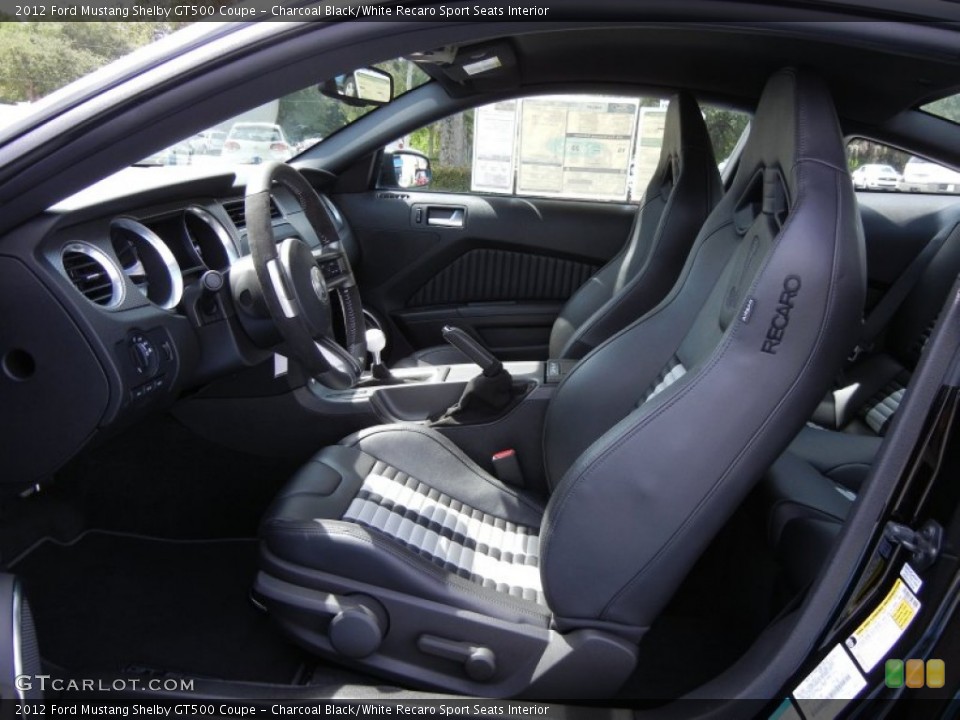 Charcoal Black/White Recaro Sport Seats Interior Photo for the 2012 Ford Mustang Shelby GT500 Coupe #53624823