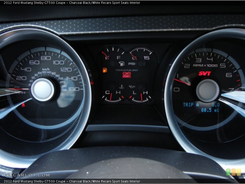 Charcoal Black/White Recaro Sport Seats Interior Gauges for the 2012 Ford Mustang Shelby GT500 Coupe #53624883