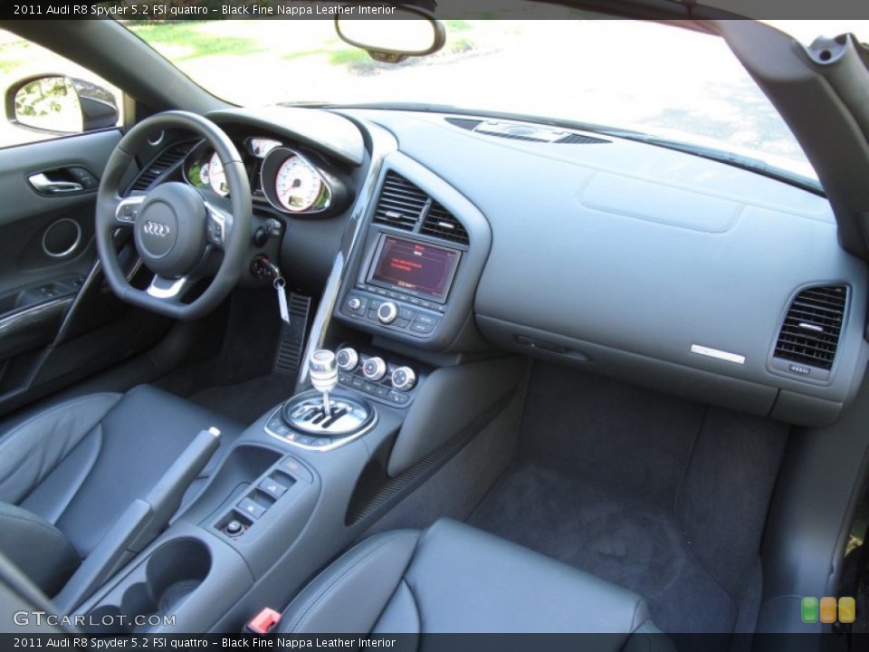 Black Fine Nappa Leather Interior Dashboard for the 2011 Audi R8 Spyder 5.2 FSI quattro #53633173