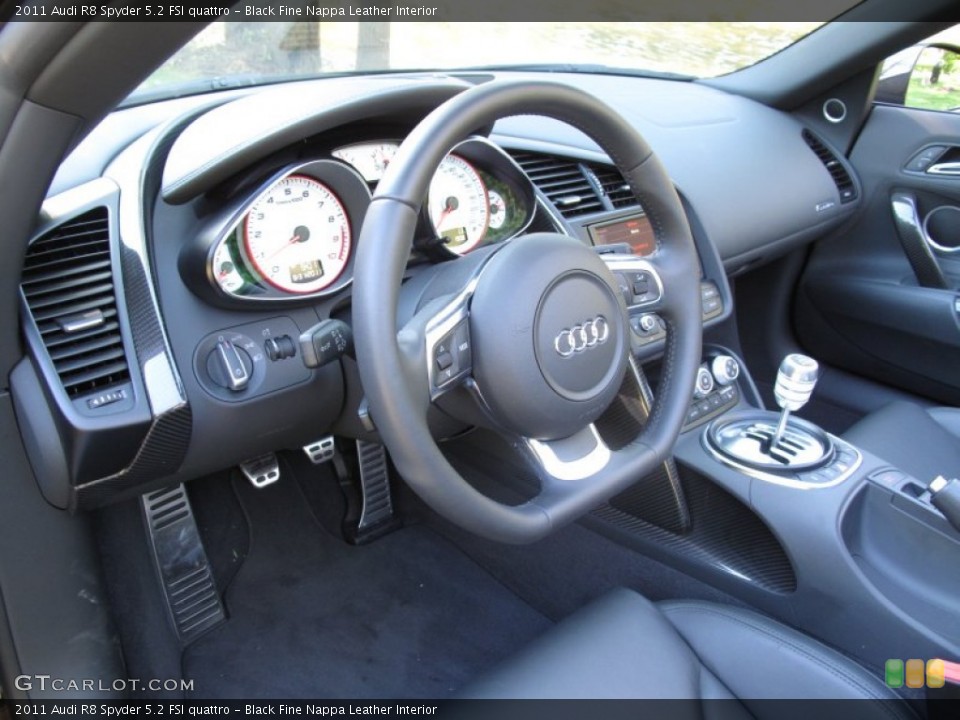Black Fine Nappa Leather Interior Steering Wheel for the 2011 Audi R8 Spyder 5.2 FSI quattro #53633189