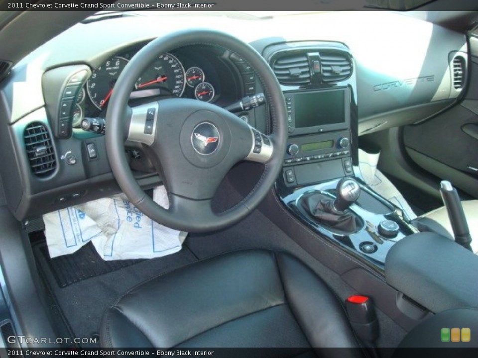 Ebony Black Interior Prime Interior for the 2011 Chevrolet Corvette Grand Sport Convertible #53633561