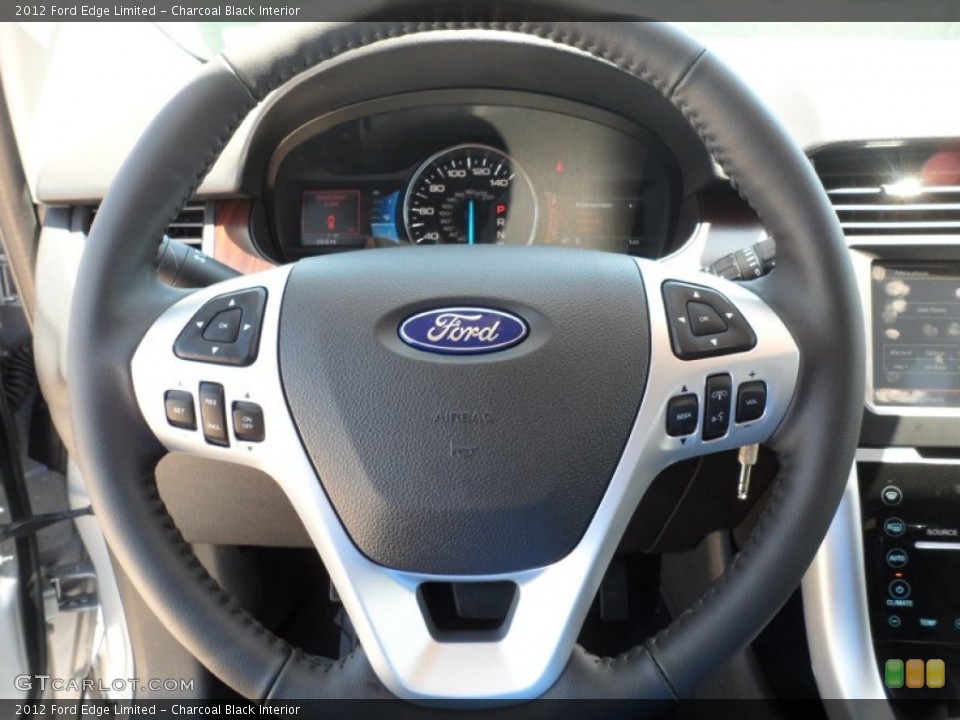 Charcoal Black Interior Steering Wheel for the 2012 Ford Edge Limited #53651801