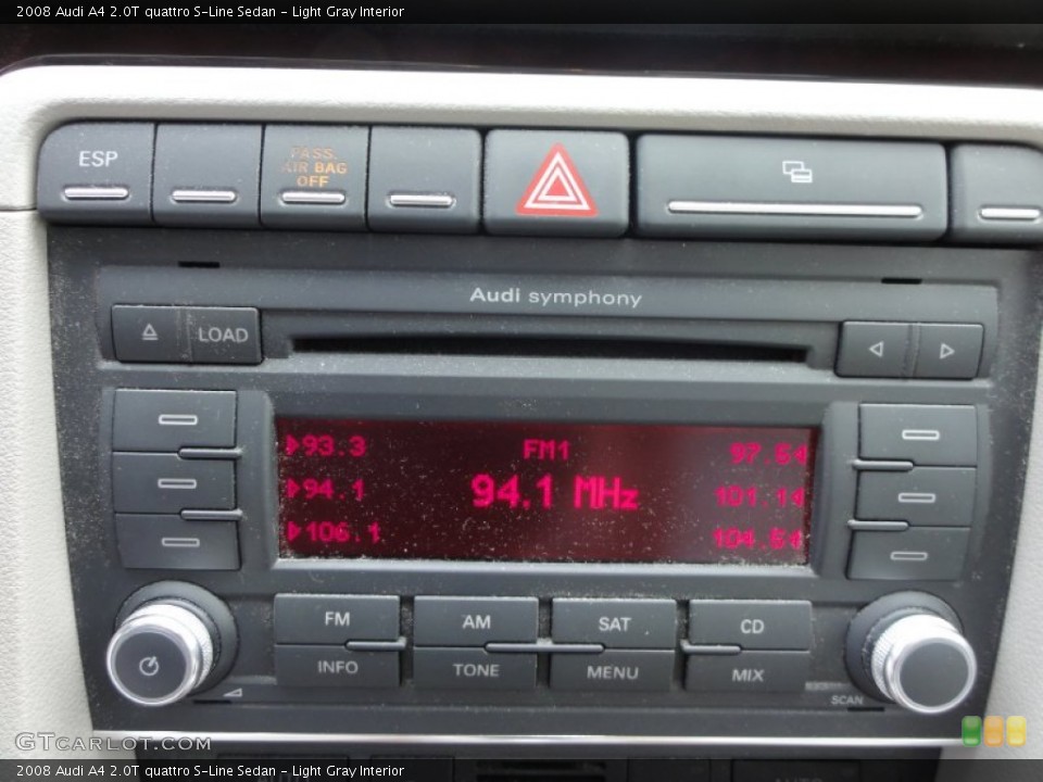 Light Gray Interior Audio System for the 2008 Audi A4 2.0T quattro S-Line Sedan #53659584