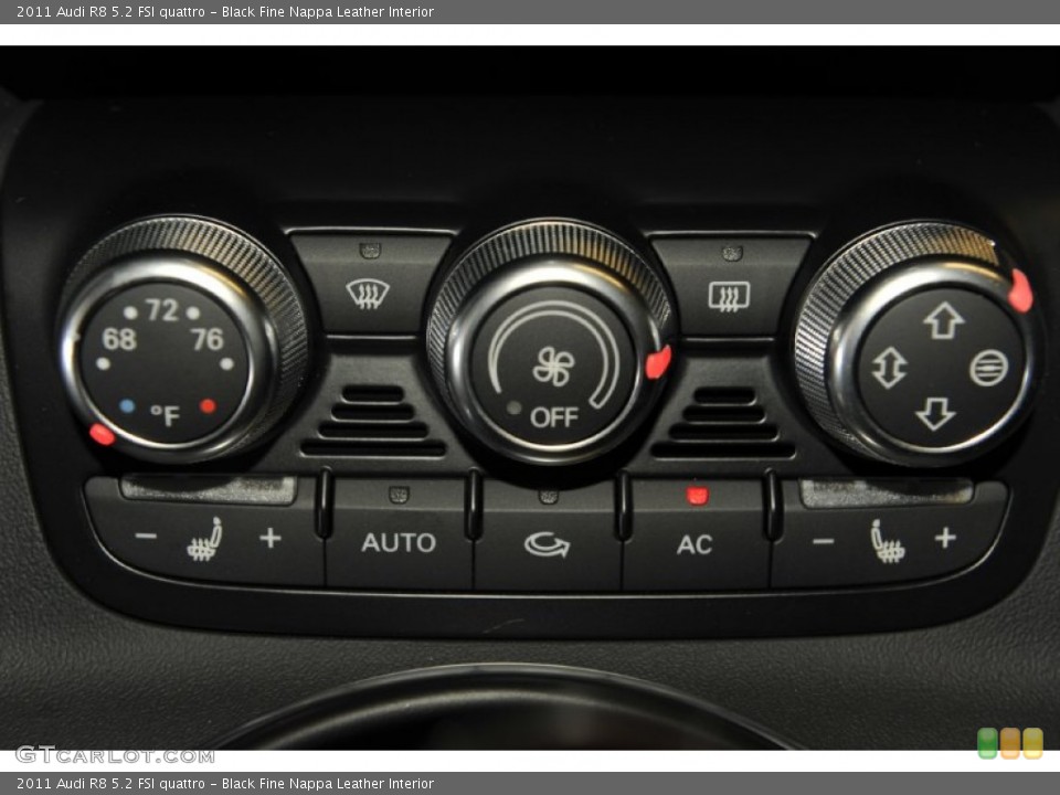 Black Fine Nappa Leather Interior Controls for the 2011 Audi R8 5.2 FSI quattro #53680308