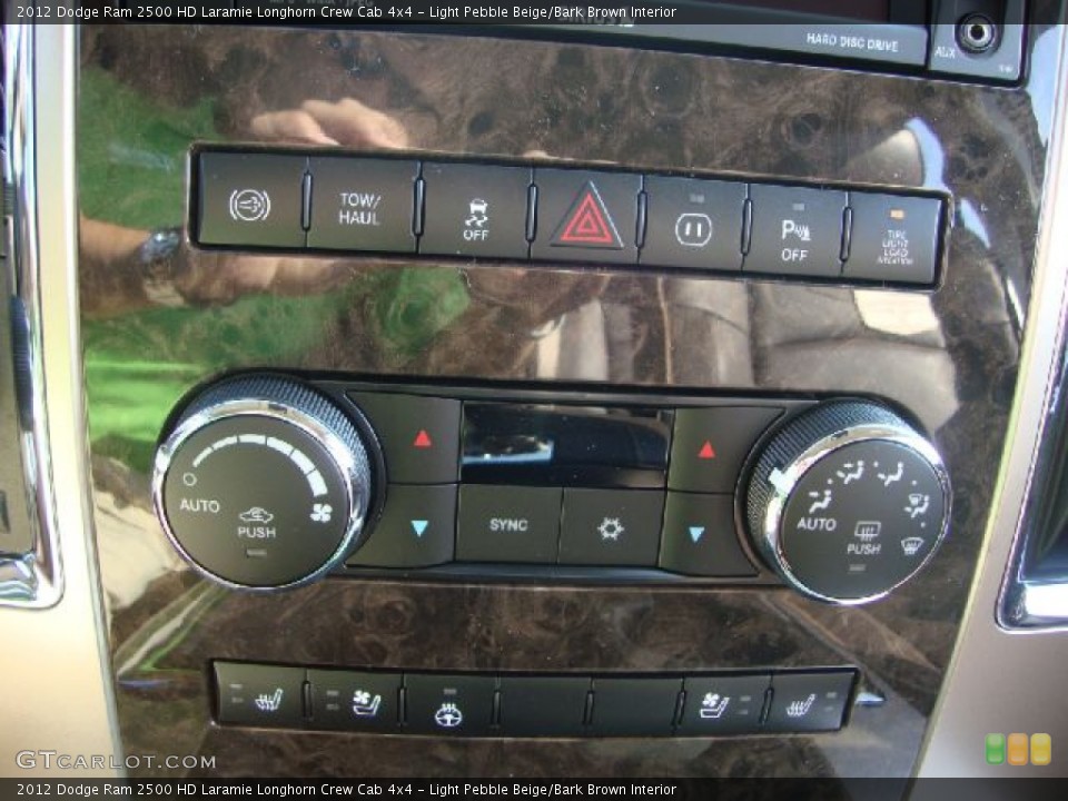 Light Pebble Beige/Bark Brown Interior Controls for the 2012 Dodge Ram 2500 HD Laramie Longhorn Crew Cab 4x4 #53686950