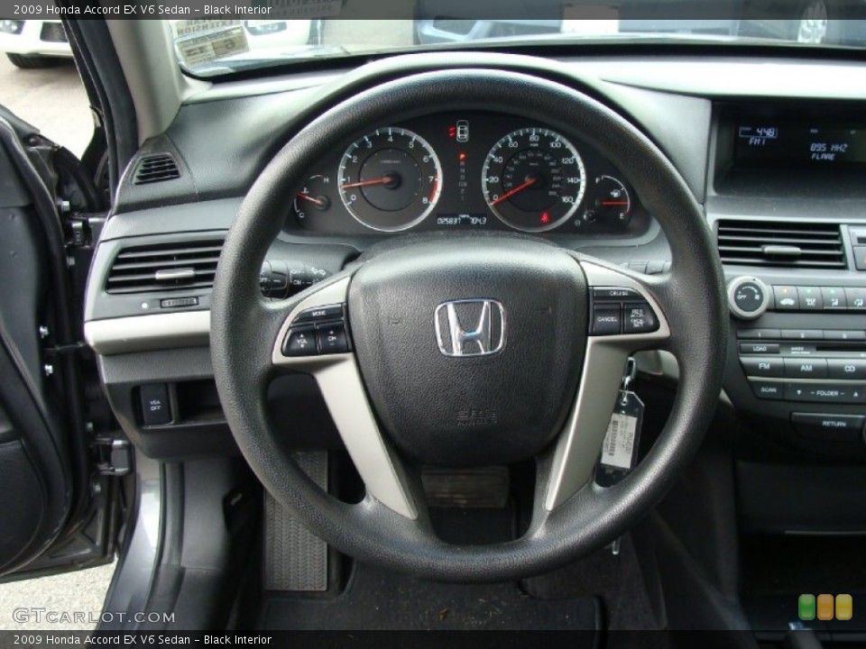 Black Interior Steering Wheel for the 2009 Honda Accord EX V6 Sedan #53692536