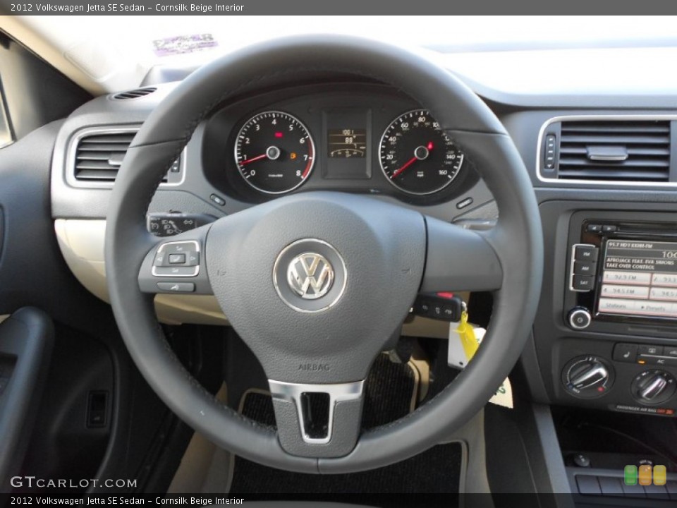 Cornsilk Beige Interior Steering Wheel for the 2012 Volkswagen Jetta SE Sedan #53700534