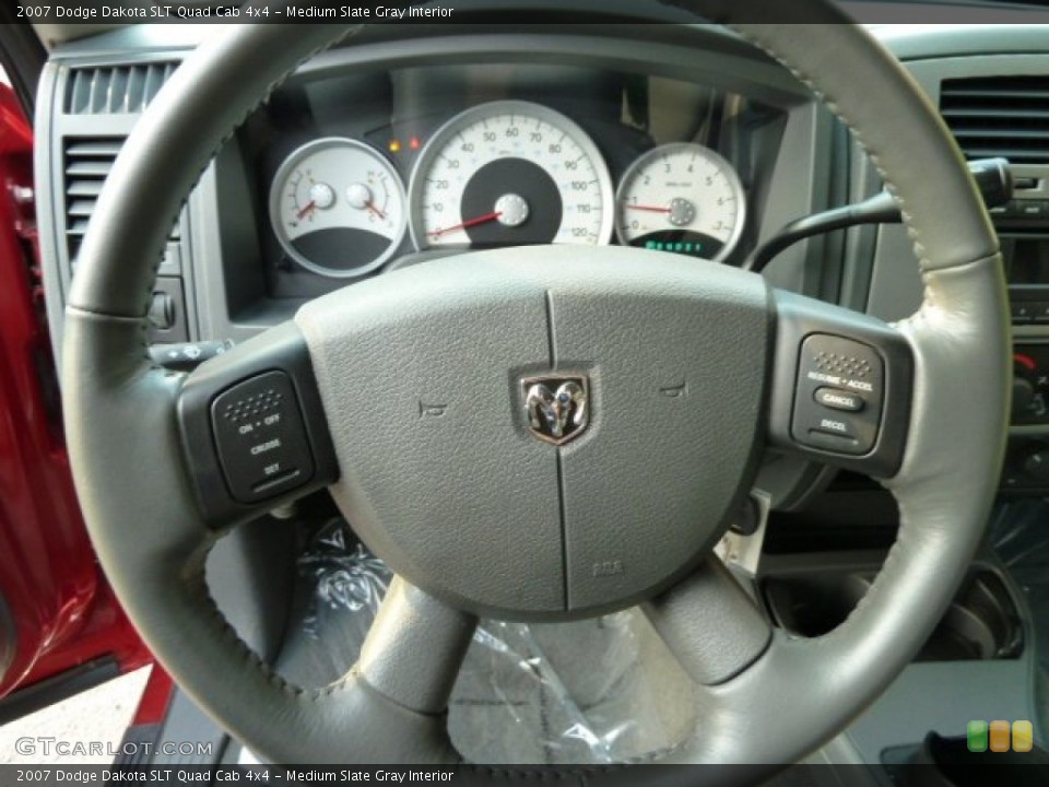 Medium Slate Gray Interior Steering Wheel for the 2007 Dodge Dakota SLT Quad Cab 4x4 #53740365