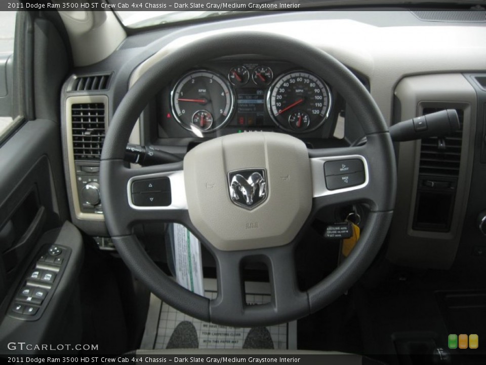 Dark Slate Gray/Medium Graystone Interior Steering Wheel for the 2011 Dodge Ram 3500 HD ST Crew Cab 4x4 Chassis #53761862
