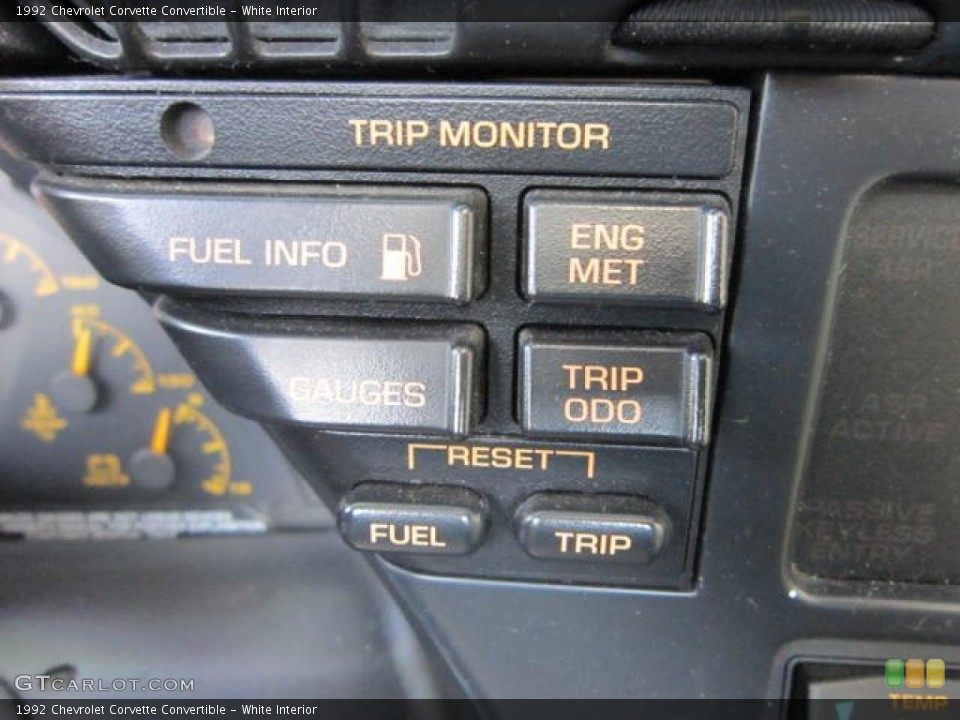 White Interior Controls for the 1992 Chevrolet Corvette Convertible #53763908