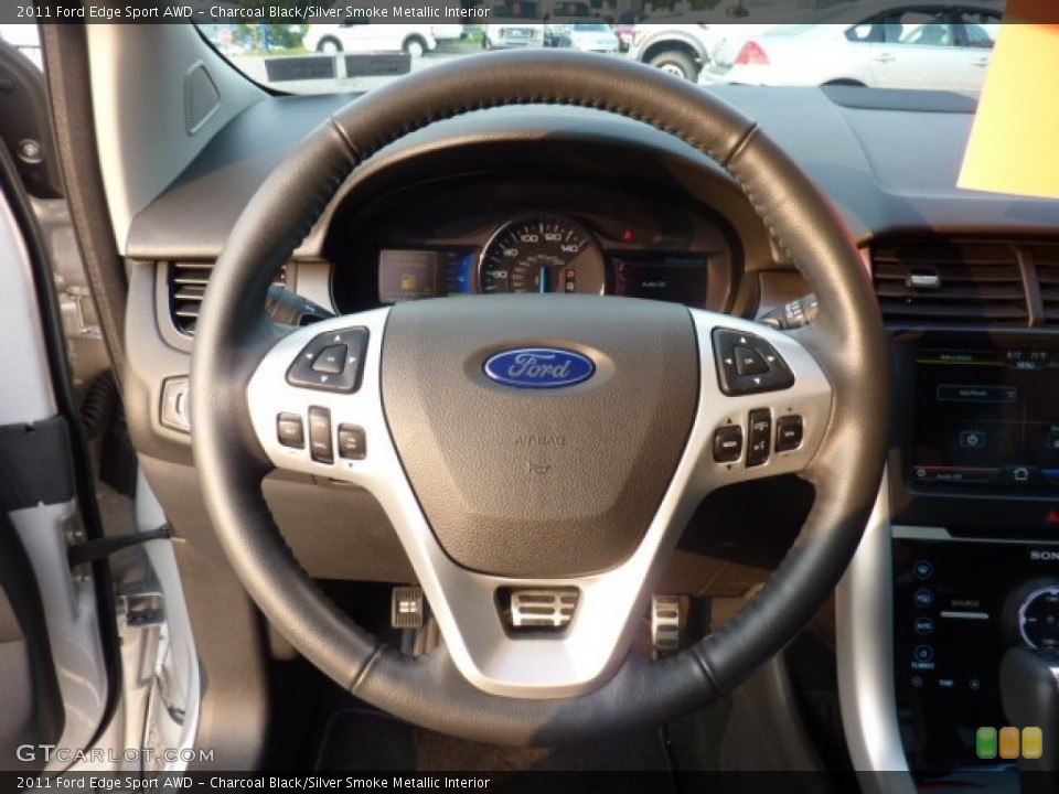 Charcoal Black/Silver Smoke Metallic Interior Steering Wheel for the 2011 Ford Edge Sport AWD #53772752