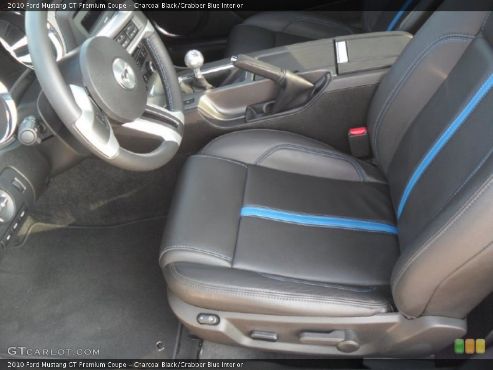 Charcoal Black/Grabber Blue Interior Photo for the 2010 Ford Mustang GT Premium Coupe #53773584