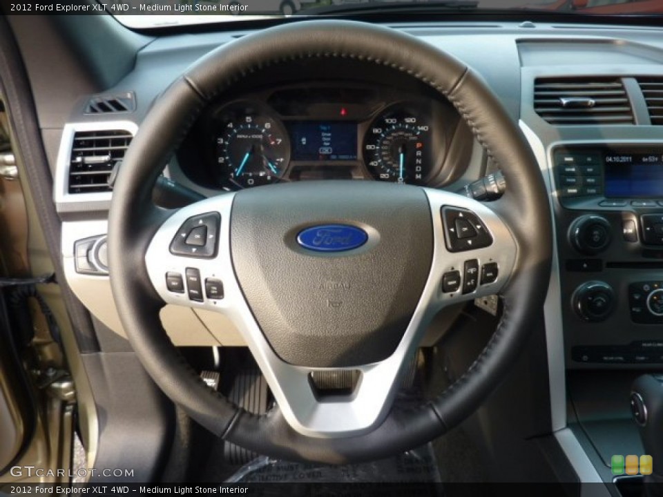 Medium Light Stone Interior Steering Wheel for the 2012 Ford Explorer XLT 4WD #53774933
