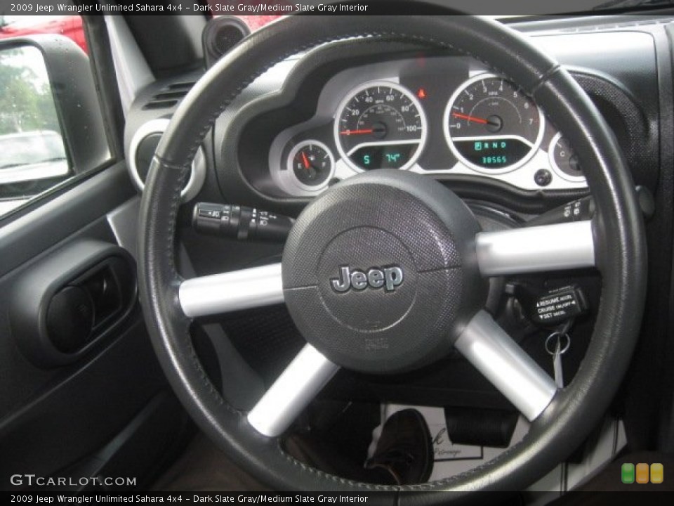 Dark Slate Gray/Medium Slate Gray Interior Steering Wheel for the 2009 Jeep Wrangler Unlimited Sahara 4x4 #53777212