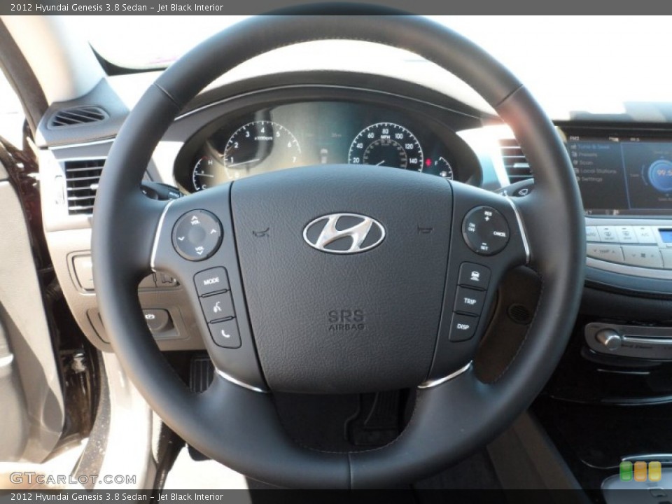 Jet Black Interior Steering Wheel for the 2012 Hyundai Genesis 3.8 Sedan #53835952