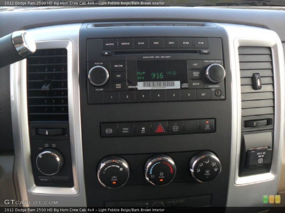 Light Pebble Beige/Bark Brown Interior Controls for the 2012 Dodge Ram 2500 HD Big Horn Crew Cab 4x4 #53836222