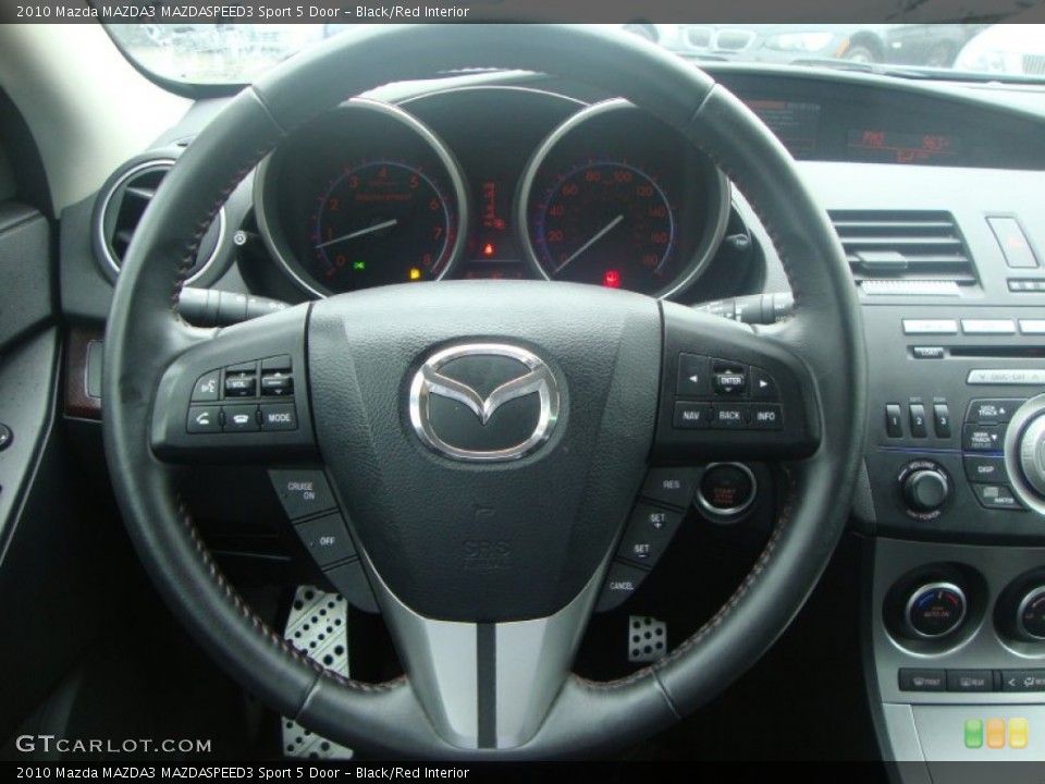 Black/Red Interior Steering Wheel for the 2010 Mazda MAZDA3 MAZDASPEED3 Sport 5 Door #53838055
