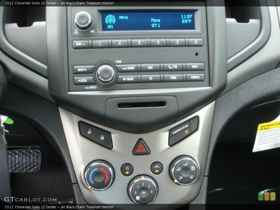 Jet Black/Dark Titanium Interior Controls for the 2012 Chevrolet Sonic LS Sedan #53853672
