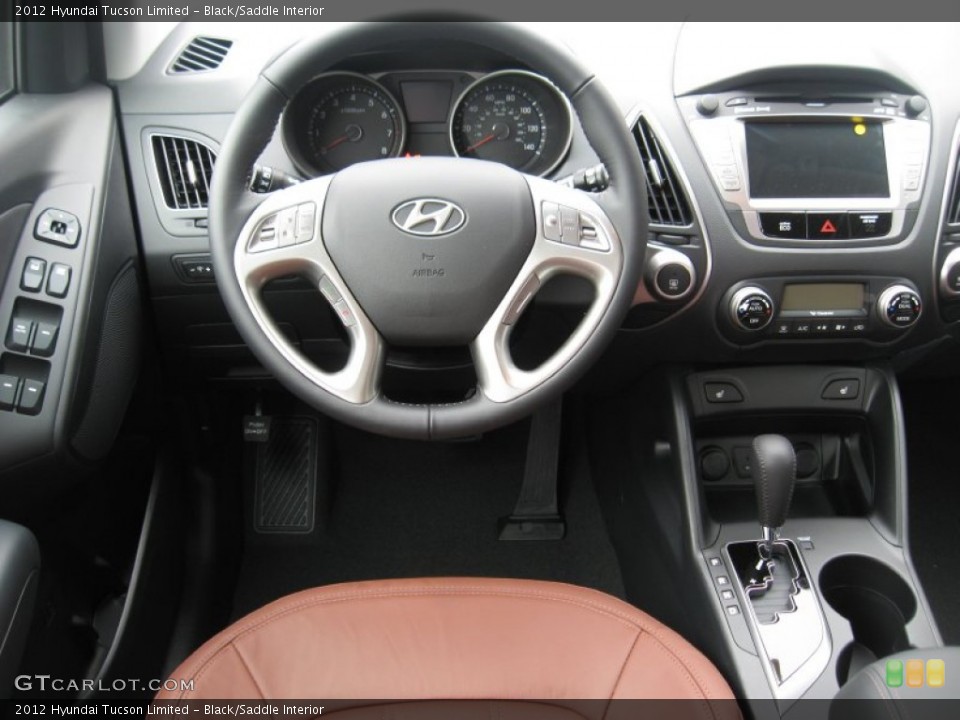 Black/Saddle Interior Steering Wheel for the 2012 Hyundai Tucson Limited #53855328