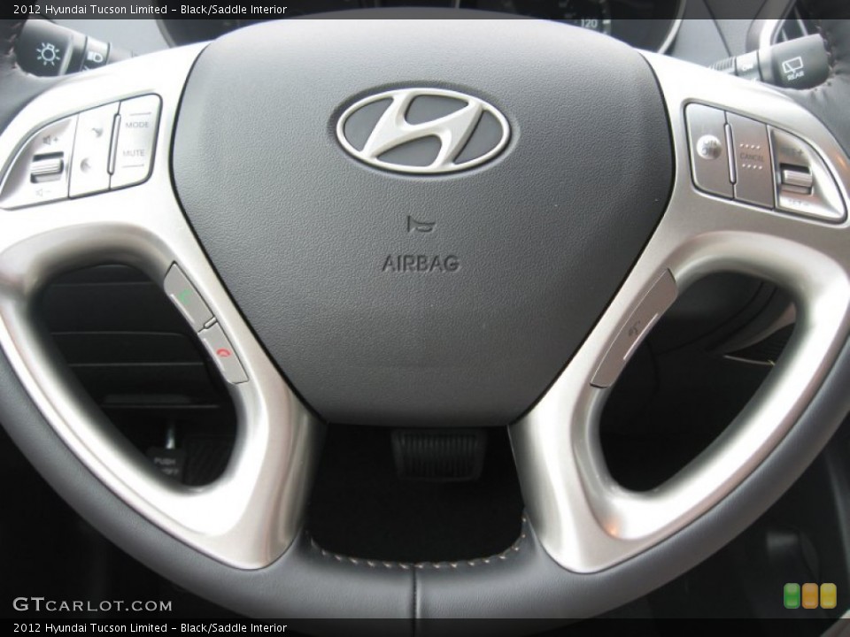 Black/Saddle Interior Steering Wheel for the 2012 Hyundai Tucson Limited #53855343