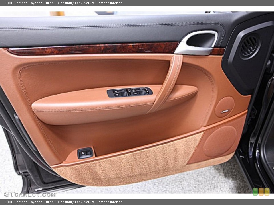Chestnut/Black Natural Leather Interior Door Panel for the 2008 Porsche Cayenne Turbo #53883155