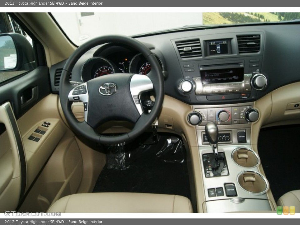 Sand Beige Interior Dashboard for the 2012 Toyota Highlander SE 4WD #53894971