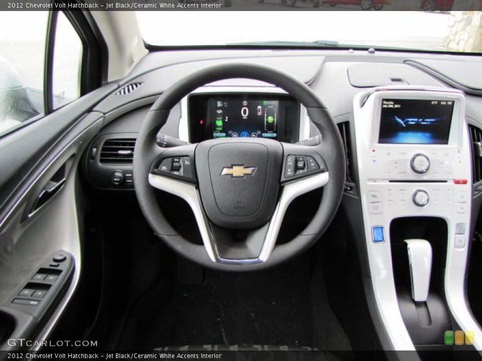 Jet Black/Ceramic White Accents Interior Steering Wheel for the 2012 Chevrolet Volt Hatchback #53922799