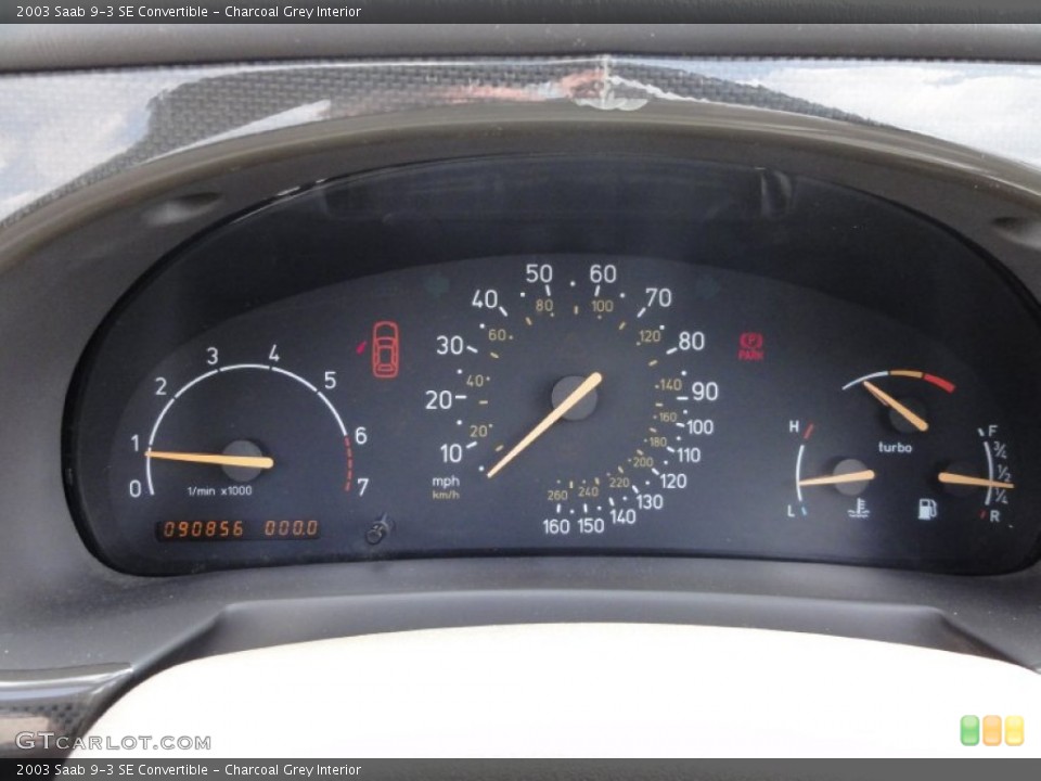 Charcoal Grey Interior Gauges for the 2003 Saab 9-3 SE Convertible #53942501