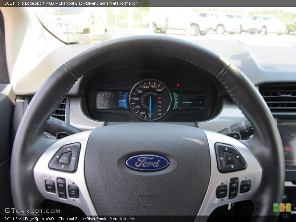 Charcoal Black/Silver Smoke Metallic Interior Steering Wheel for the 2011 Ford Edge Sport AWD #53950457