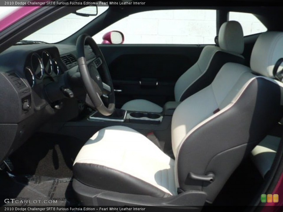 Pearl White Leather Interior Photo for the 2010 Dodge Challenger SRT8 Furious Fuchsia Edition #53953451