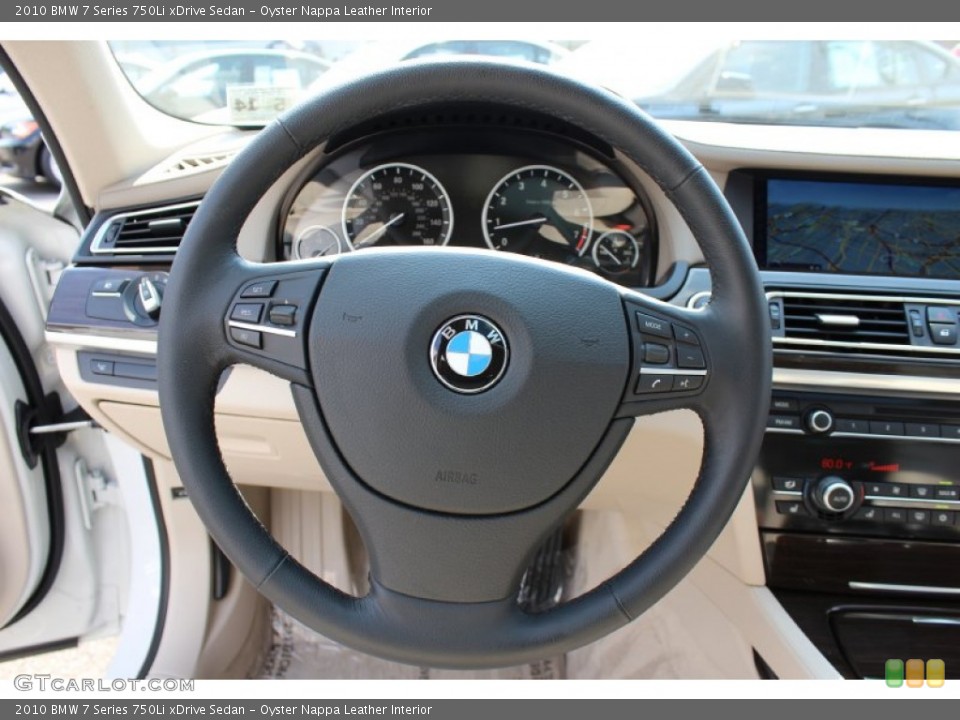 Oyster Nappa Leather Interior Steering Wheel for the 2010 BMW 7 Series 750Li xDrive Sedan #53953788