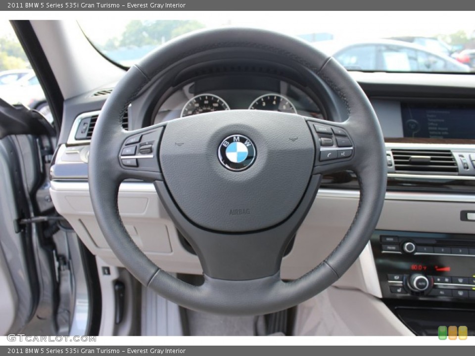 Everest Gray Interior Steering Wheel for the 2011 BMW 5 Series 535i Gran Turismo #53954999