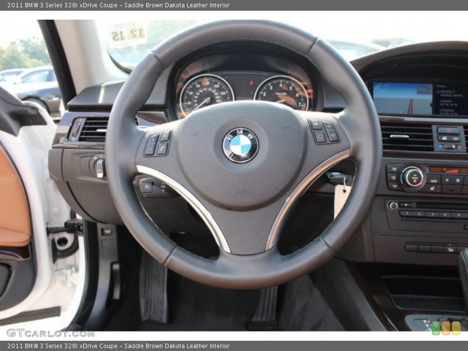 Saddle Brown Dakota Leather Interior Steering Wheel for the 2011 BMW 3 Series 328i xDrive Coupe #53955602