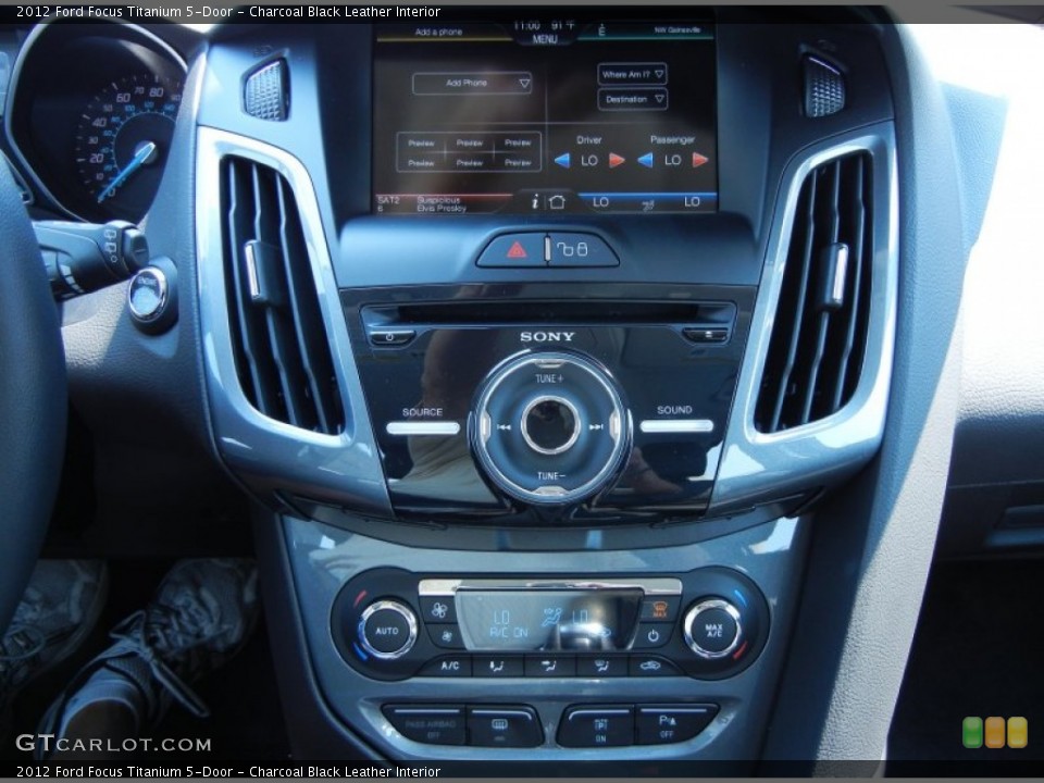 Charcoal Black Leather Interior Controls for the 2012 Ford Focus Titanium 5-Door #53967714