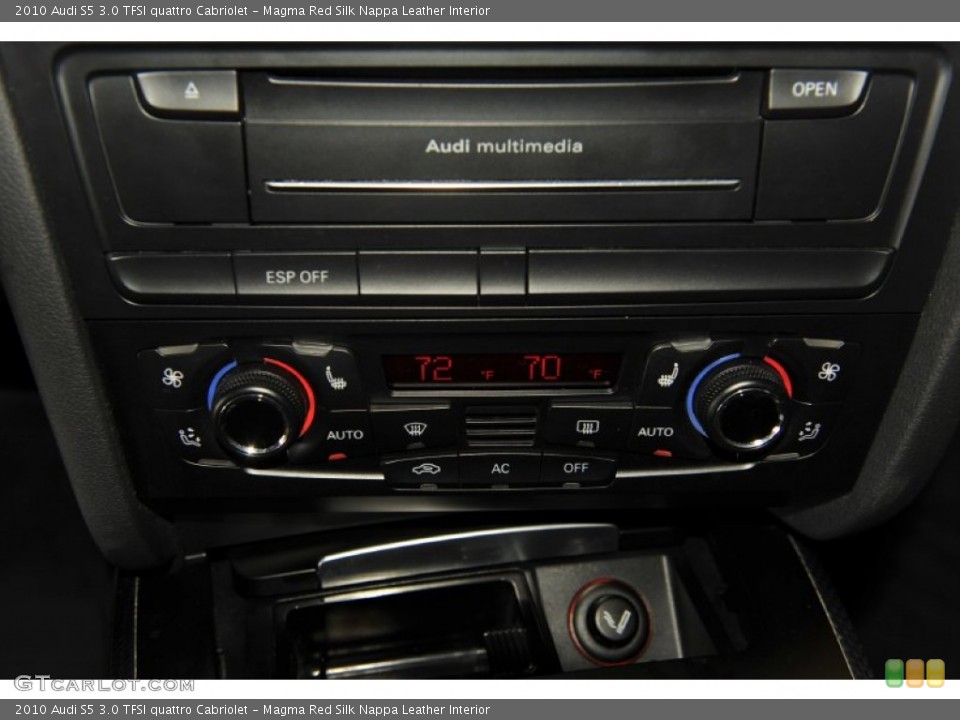 Magma Red Silk Nappa Leather Interior Controls for the 2010 Audi S5 3.0 TFSI quattro Cabriolet #53995463