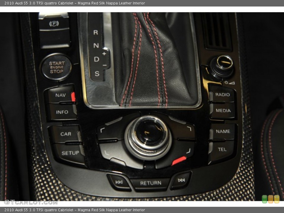 Magma Red Silk Nappa Leather Interior Controls for the 2010 Audi S5 3.0 TFSI quattro Cabriolet #53995481